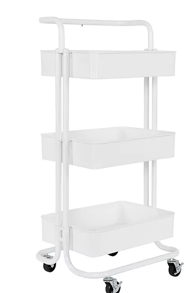 Seville Classics® 3-Tier Steel Cart, 16.7" W x 13.9" D x 34.9" H