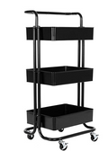 Seville Classics® 3-Tier Steel Cart, 16.7" W x 13.9" D x 34.9" H