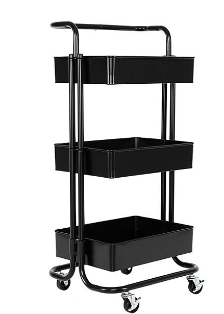 Seville Classics® 3-Tier Steel Cart, 16.7" W x 13.9" D x 34.9" H