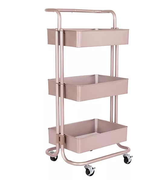 Seville Classics® 3-Tier Steel Cart, 16.7" W x 13.9" D x 34.9" H