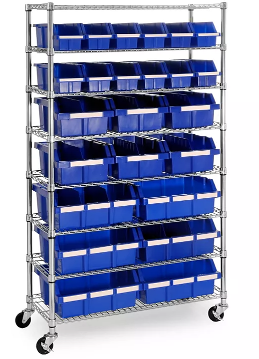 Seville Classics 8-Tier NSF 24-Bin Rack, 36"W x 14.25" D x 63.5"H - Eshop House LLC