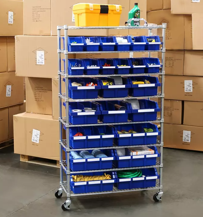 Seville Classics 8-Tier NSF 24-Bin Rack, 36"W x 14.25" D x 63.5"H - Eshop House LLC