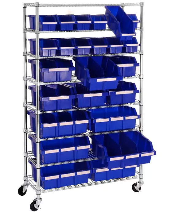 Seville Classics 8-Tier NSF 24-Bin Rack, 36"W x 14.25" D x 63.5"H - Eshop House LLC