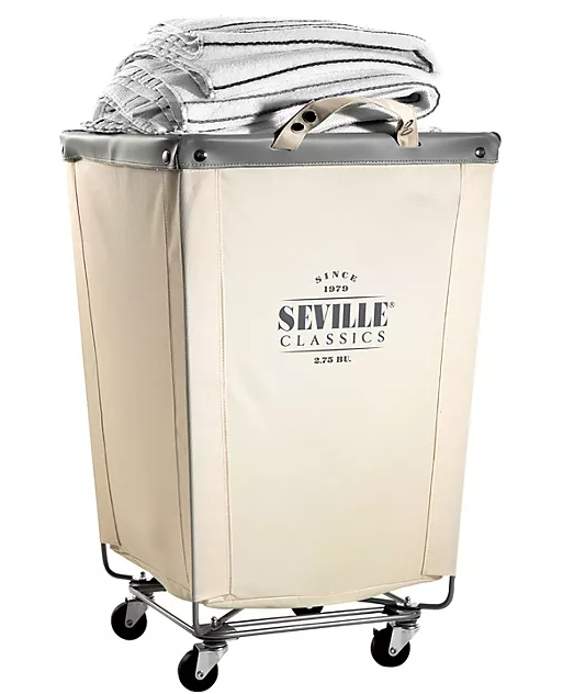 Seville Classics Commercial Heavy-Duty Canvas Laundry Hamper with Wheels
