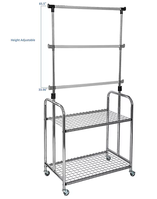 Seville Classics Home Adjustable 2-Shelf Steel Garment Rack, 31" W x 18" D