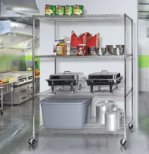 Seville Classics MEGA RACK 4-Tier NSF Steel Wire Shelving, 60" x 24" x 76" H
