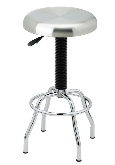 Seville Classics® Stainless Steel Seat Pneumatic Adjustable Work Stool, 19" W x 25.5" to 29.75" H