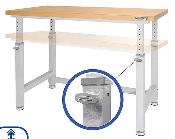 Seville Classics UltraHD® Height Adjustable Heavy Duty Workbench With Solid Wood Top, 48" x 24" - Eshop House LLC