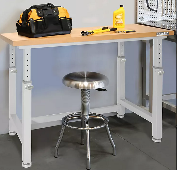 Seville Classics UltraHD® Height Adjustable Heavy Duty Workbench With Solid Wood Top, 48" x 24" - Eshop House LLC