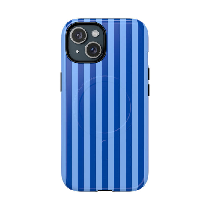 Striped Blue Magnetic Phone Case — Tough MagSafe-Compatible Protection