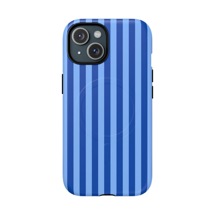 Striped Blue Magnetic Phone Case — Tough MagSafe-Compatible Protection