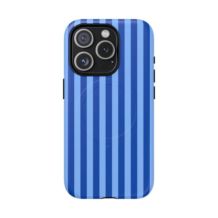 Striped Blue Magnetic Phone Case — Tough MagSafe-Compatible Protection