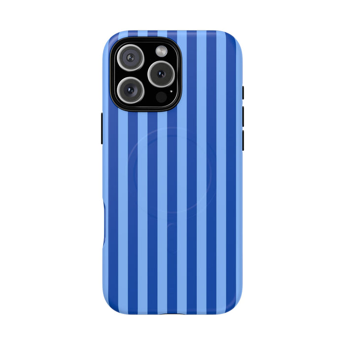 Striped Blue Magnetic Phone Case — Tough MagSafe-Compatible Protection