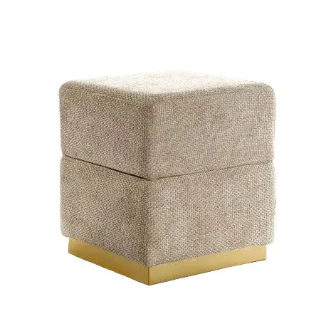 Sutton Storage Stool – Silver Gray Chenille with Gold Plinth Denmark Home