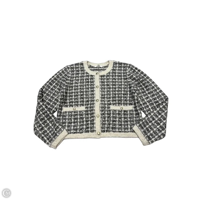 Sweater Cardigan By Splendid In Grey & White, Size: S