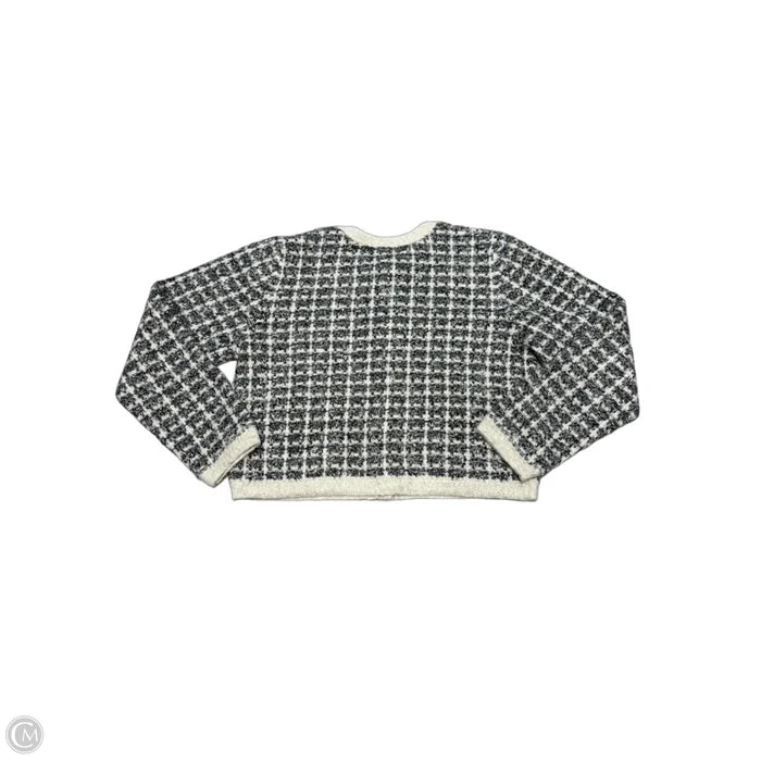 Sweater Cardigan By Splendid In Grey & White, Size: S
