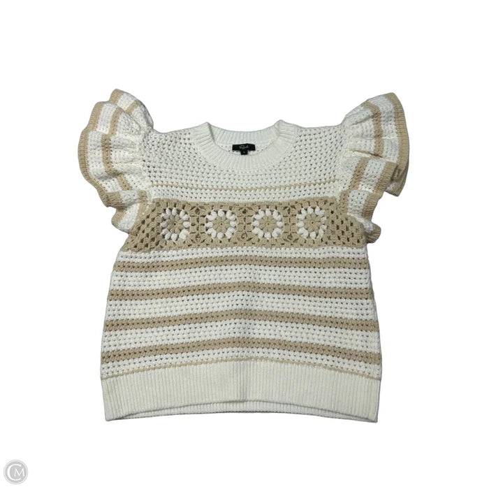 Sweater Short Sleeve By Rails In Cream & Tan, Size: S