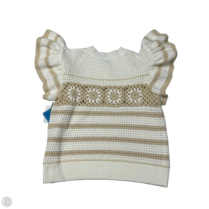Sweater Short Sleeve By Rails In Cream & Tan, Size: S