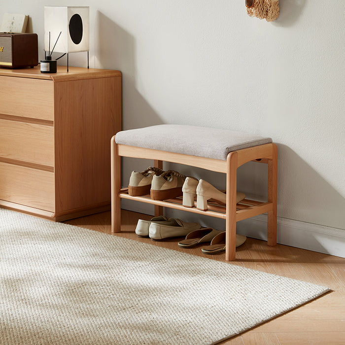 Sylvie 60cm Solid Beech Wood Entryway Shoe Cabinet/Shoe Changing Stool For Home Multiple Color