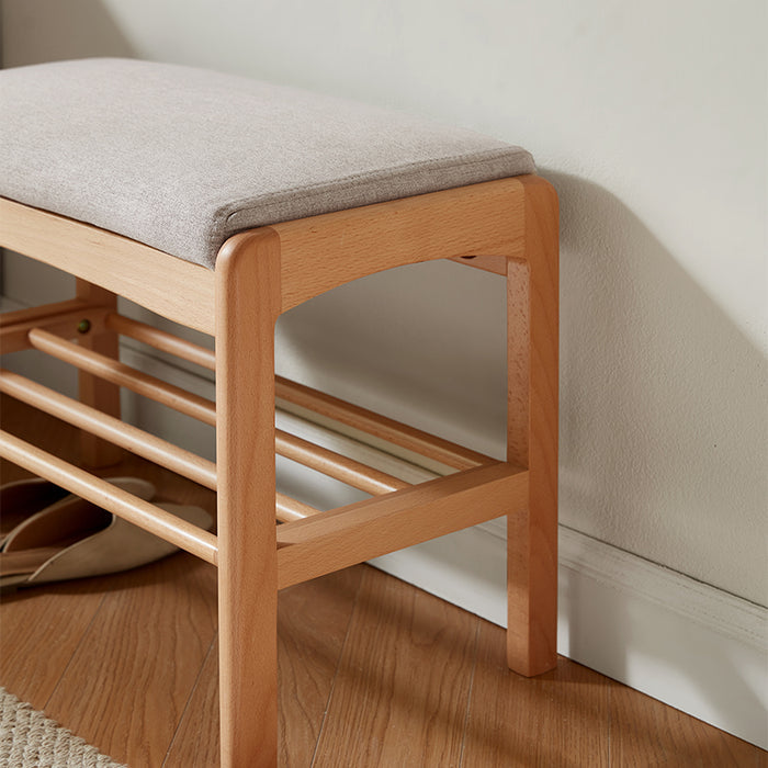 Sylvie 60cm Solid Beech Wood Entryway Shoe Cabinet/Shoe Changing Stool For Home Multiple Color