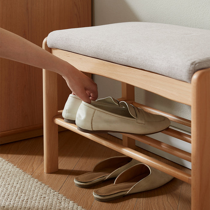 Sylvie 60cm Solid Beech Wood Entryway Shoe Cabinet/Shoe Changing Stool For Home Multiple Color