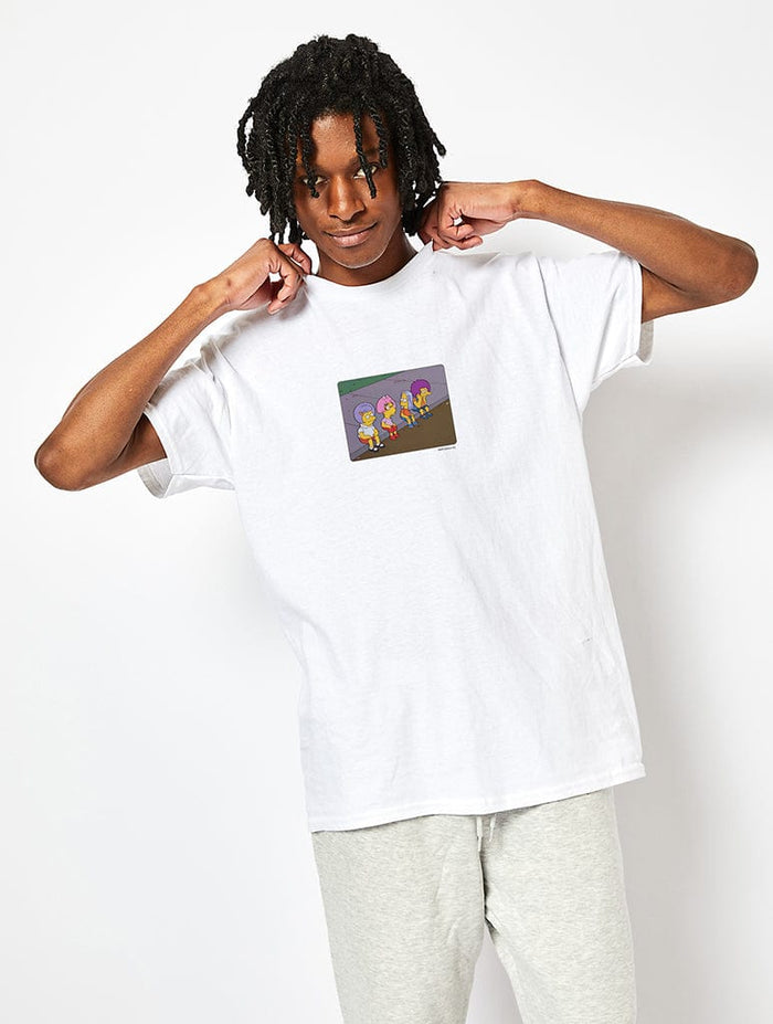 The Simpsons Boys in Wigs T-Shirt in White Tops & T-Shirts Skinnydip London
