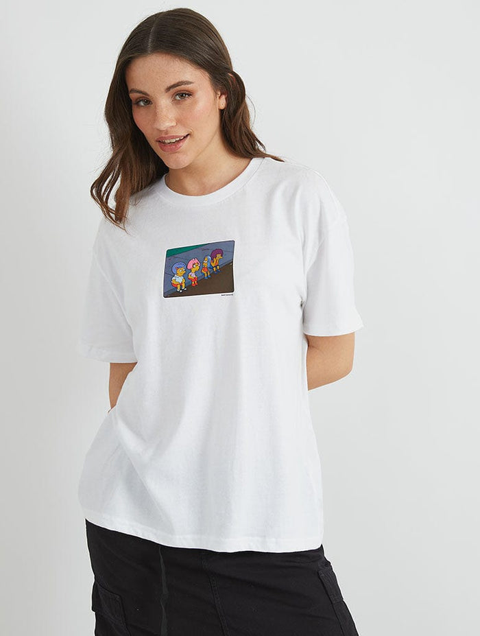 The Simpsons Boys in Wigs T-Shirt in White Tops & T-Shirts Skinnydip London