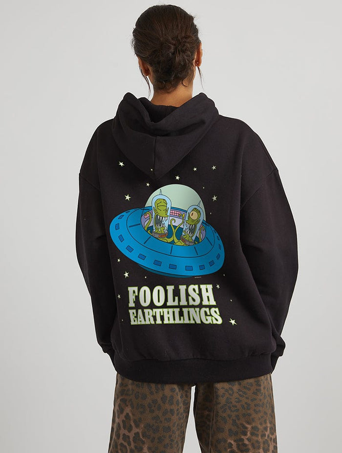 The Simpsons Foolish Earthlings Hoodie In Black Hoodies & Sweatshirts Skinnydip London