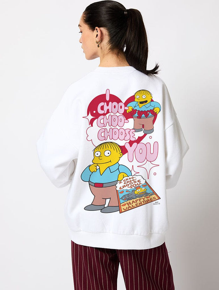 The Simpsons I Choo-Choo-Choose You Sweatshirt In Ecru Hoodies & Sweatshirts Skinnydip London