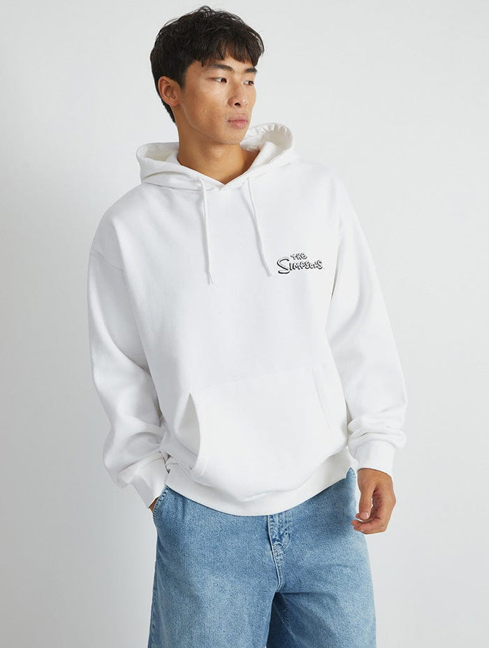 The Simpsons Lard Lad Donuts Hoodie in White Hoodies & Sweatshirts Skinnydip London