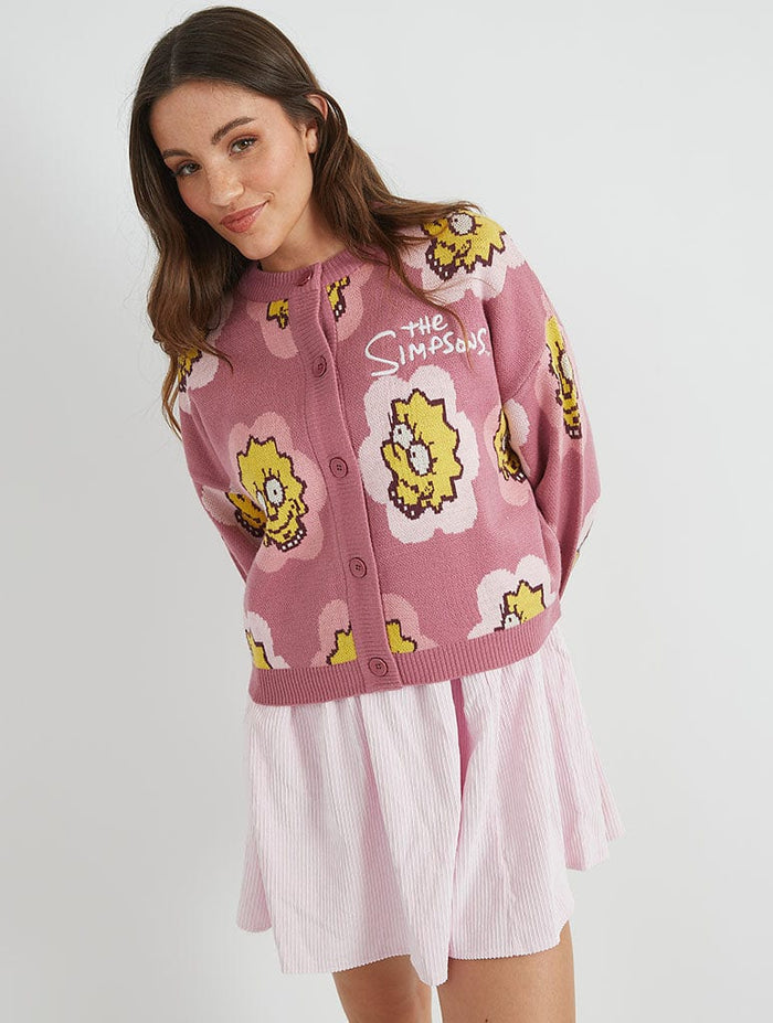 The Simpsons x Skinnydip Lisa Flower Knitted Cardigan Jumpers & Cardigans Skinnydip London