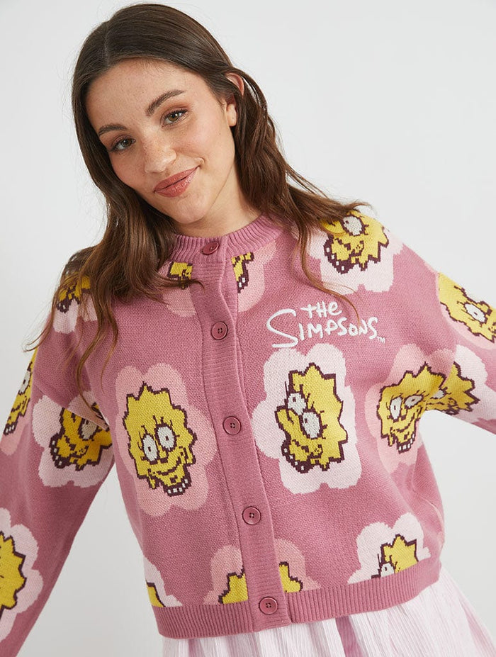The Simpsons x Skinnydip Lisa Flower Knitted Cardigan Jumpers & Cardigans Skinnydip London