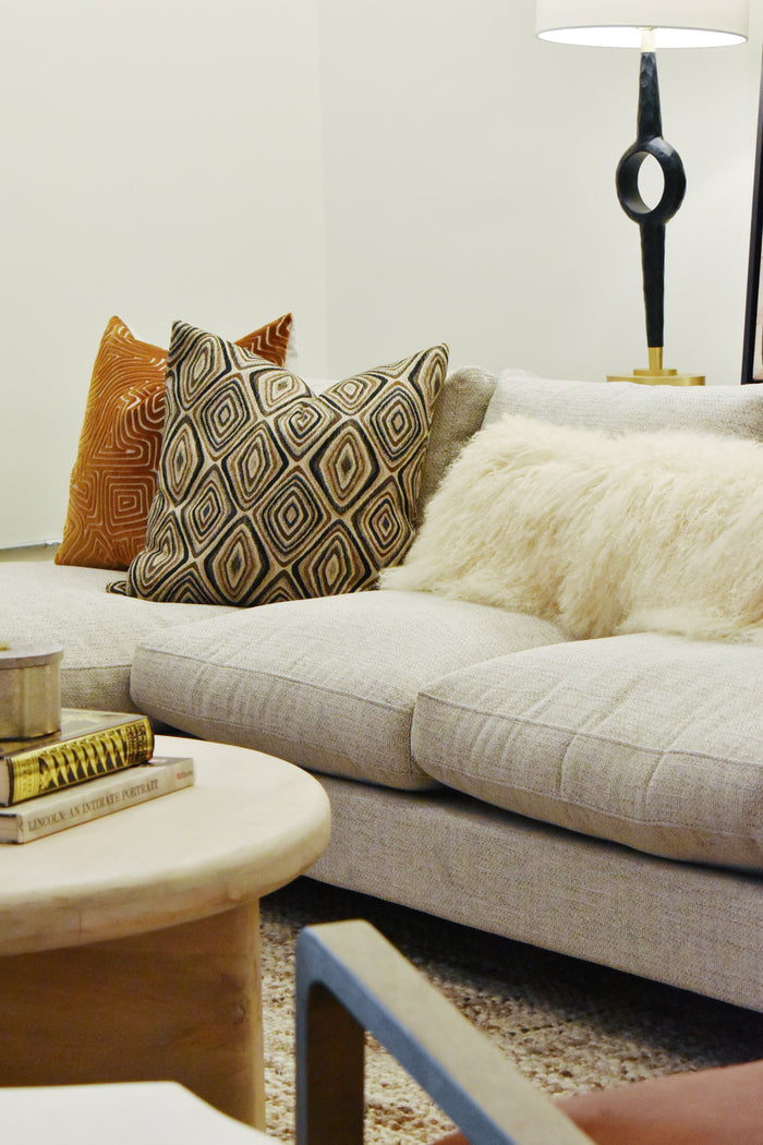 Tibetan Lamb Lumbar Pillow Off White 40x12