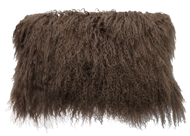 Tibetan Lamb Pillows Pewter Lumbar 12x20
