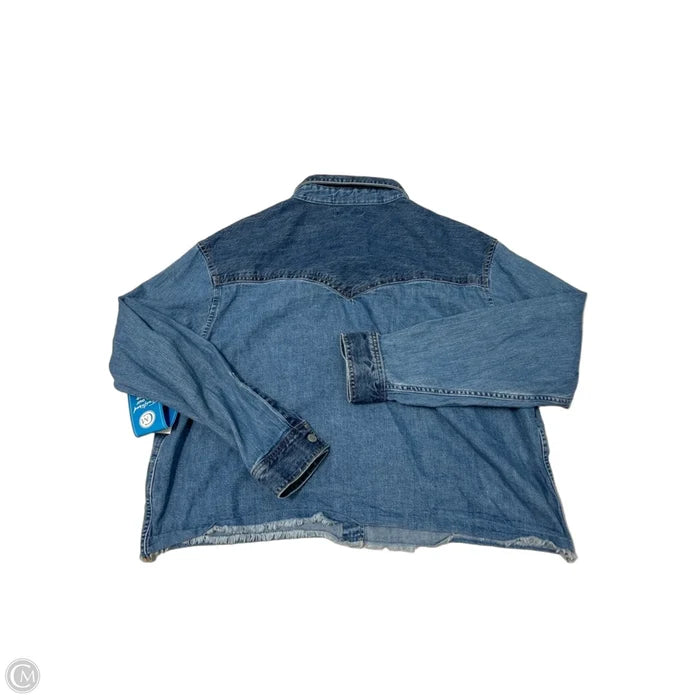 Top Long Sleeve By Levis In Blue Denim, Size: M