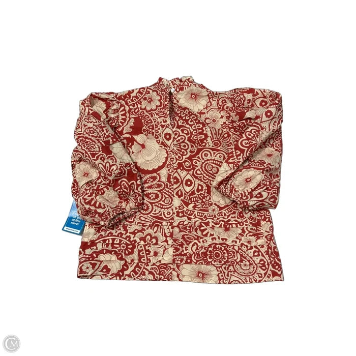 Top Long Sleeve By Pinch In Cream & Red, Size: S