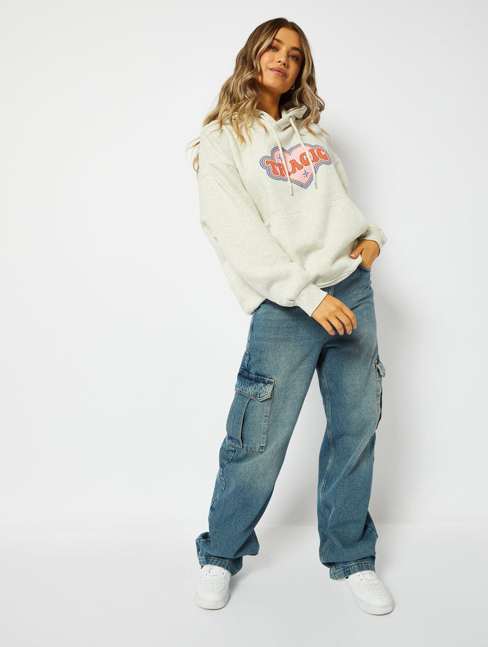 Tragic Grey Marl Oversized Hoodie Hoodies & Sweatshirts Skinnydip London