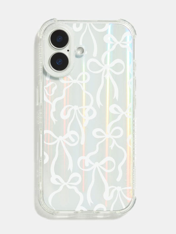 White Bows Holo Shock iPhone Case Phone Cases Skinnydip London