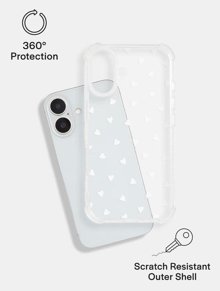 White Ditsy Hearts Shock iPhone Case Phone Cases Skinnydip London