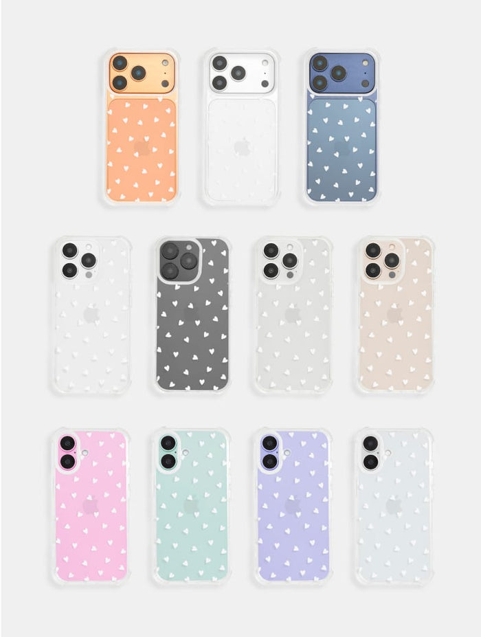 White Ditsy Hearts Shock iPhone Case Phone Cases Skinnydip London