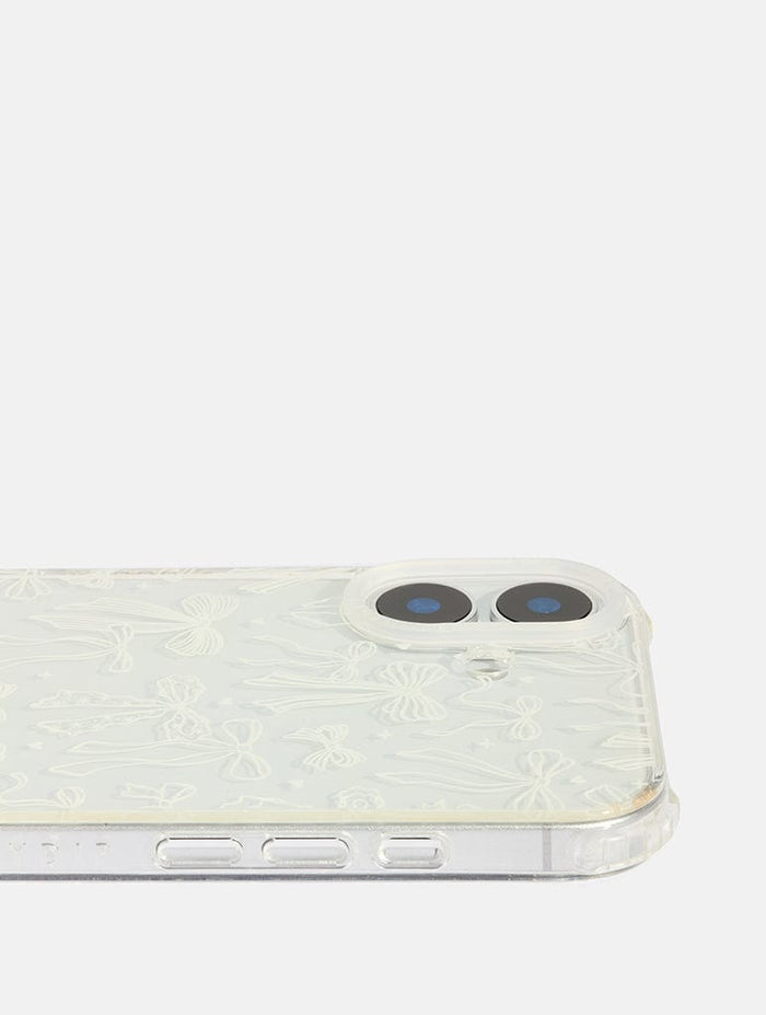 White Pattern Bow Shock iPhone Case Phone Cases Skinnydip London