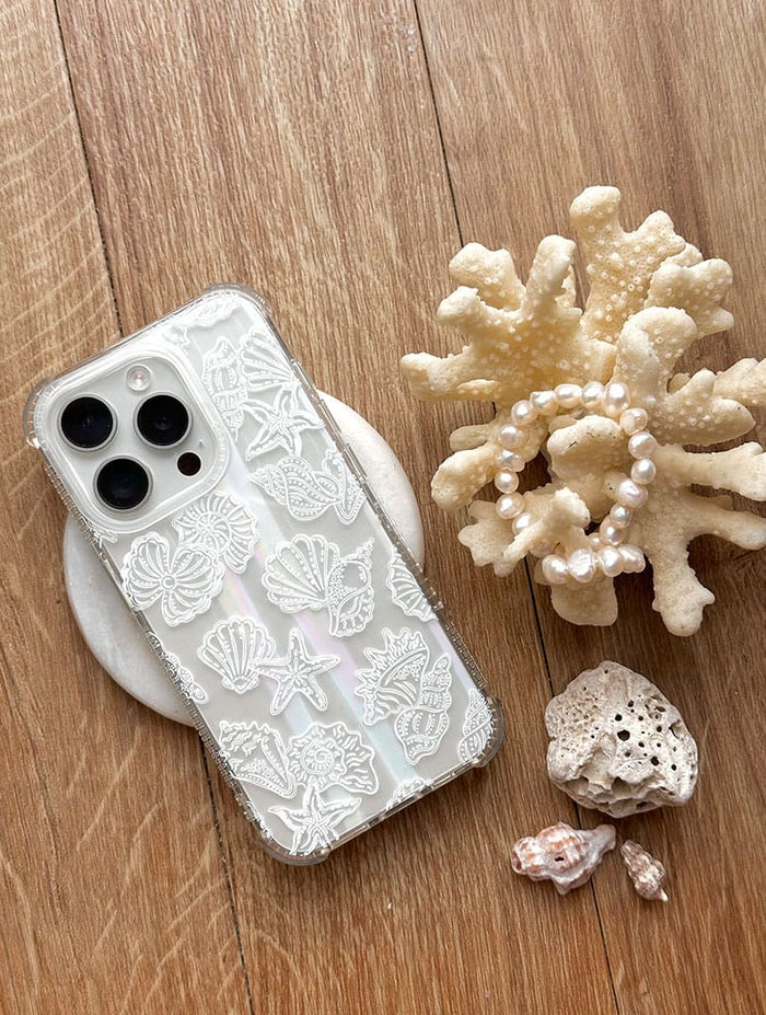White Sea Shells Shock iPhone Case Phone Cases Skinnydip London